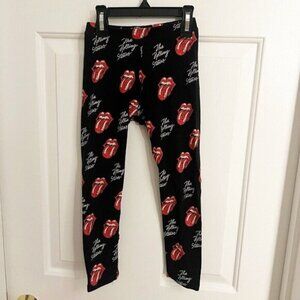 The Rolling Stones ZARA Girls Leggings Black Red All Over Print Sz 7 , 122 cm